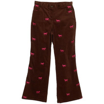 LILLY PULITZER Brown Gallop Embroidered Horses Stretch Corduroy Flared Pants 14 - £47.17 GBP