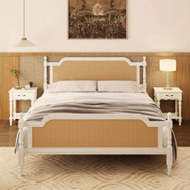 Traditional Style Rattan King Size Bed Frame,No Box Spring Needed - $418.45