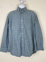 Izod Men Size L Blue Check Button Up Shirt Long Sleeve Pocket Casual - £5.55 GBP