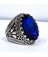 20Ct Simulated Blue Sapphire Vintage Engagement Ring 14k WGold Fn Size 71/4 - $14.84