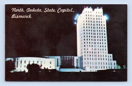 Night View State Capitol Building Bismarck North Dakota UNP Chrome Postcard P6 - £3.07 GBP