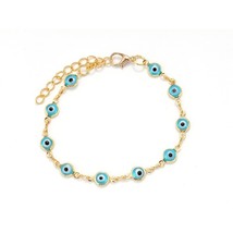 MEIBEADS Hot Sale Alloy Blue/Light Blue  Lucky Eye Bead Chain Bracelet For Women - £9.66 GBP
