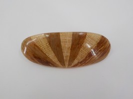 LIGHT BROWN OVAL BARRETTE HAIR CLIP SUN BEAMS POLISHED HAWAIIAN NATIVE W... - £15.83 GBP