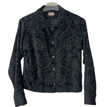 Crafted with Love Size Small Black Tapestry Jacket Snap Front - £27.24 GBP