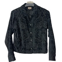 Crafted with Love Size Small Black Tapestry Jacket Snap Front - £26.40 GBP