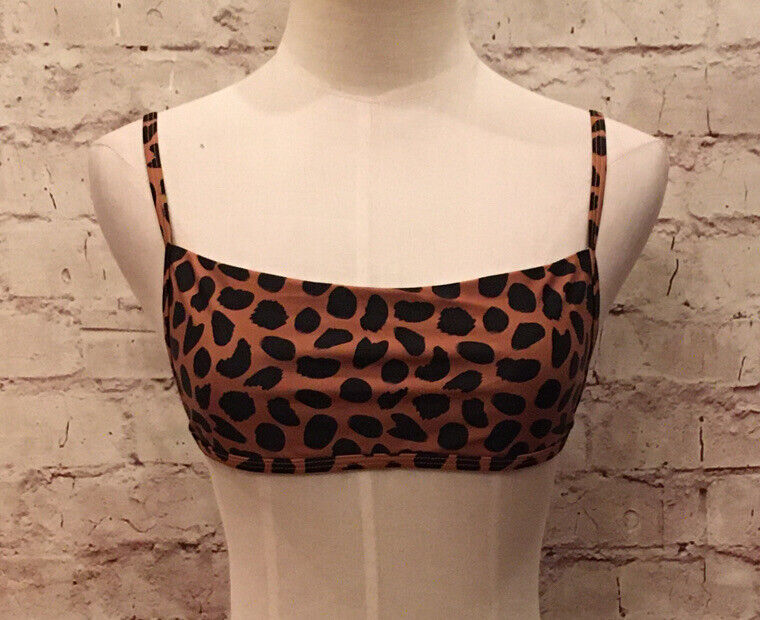 Primary image for Blue Life ARIA Bikini Top Spotted Cheetah Print Brown Black - Size Small 