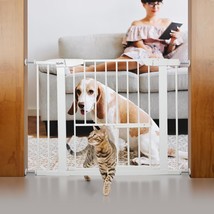29.5&quot; 40.5&quot; Extra Wide Metal Pet Gate with Cat Door Pressure Mounted Wal... - £92.45 GBP