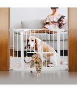 29.5&quot; 40.5&quot; Extra Wide Metal Pet Gate with Cat Door Pressure Mounted Wal... - £91.98 GBP