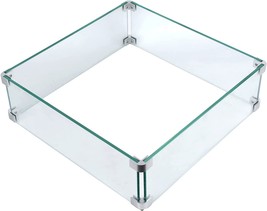 Vchin Fire Pit Wind Guard, 17.5 Square Fire Pit Glass Wind Guard Made Of Clear - £55.76 GBP
