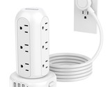 Flat Plug Power Strip Surge Protector Tower With 12 Outlets And 4 Usb Po... - £31.41 GBP