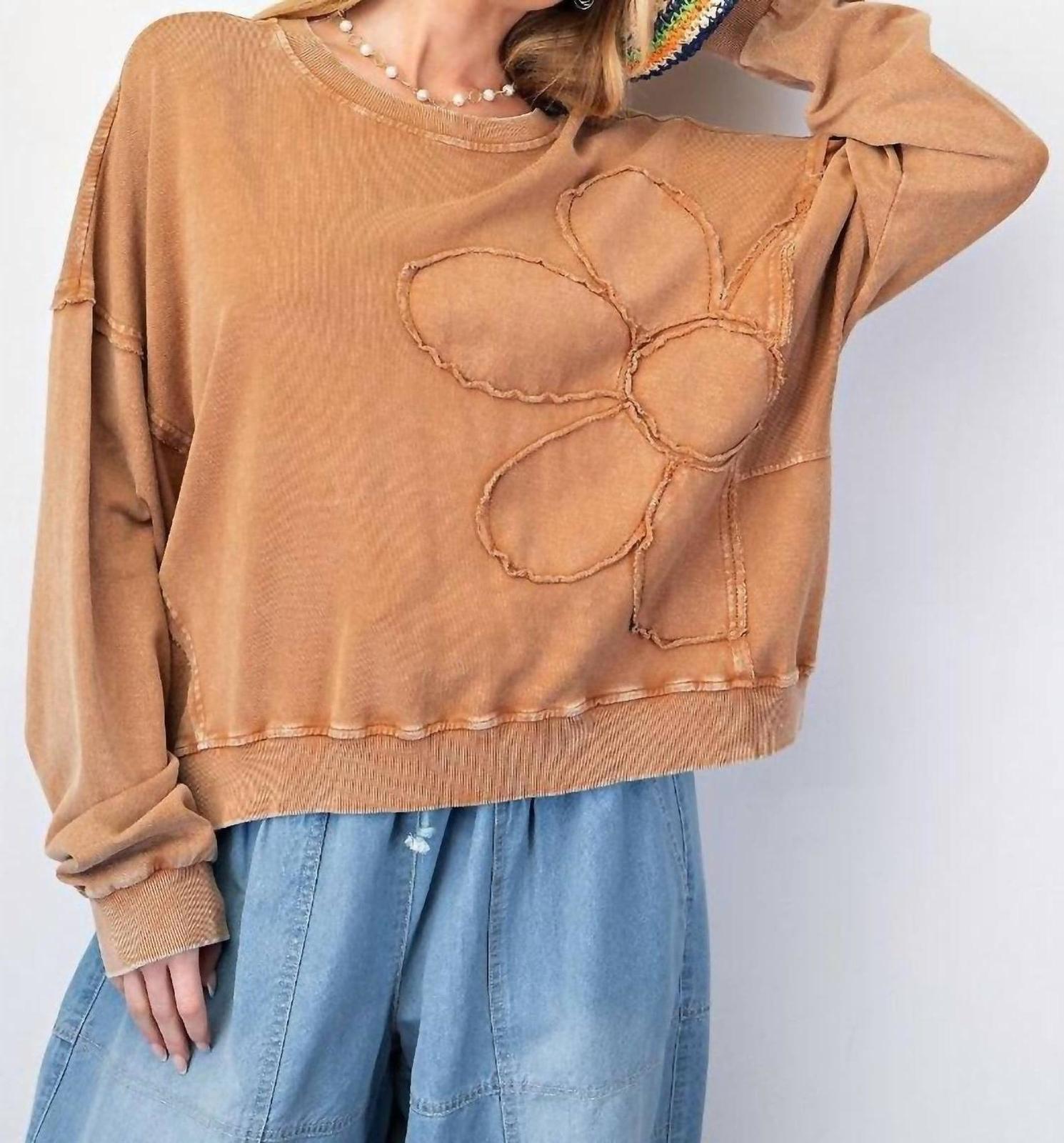 Easel Fall Daisy Top Brown - $48.00