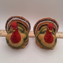 RUSS BERRIE BRAND  TURKEY SHAPE   CERAMIC SALT &amp; PEPPER SHAKERS VINTAGE - $12.60