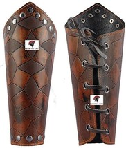 Leather Gauntlet Wristband Medieval Armor Archery Bracers Leather Armband Viking - £36.19 GBP