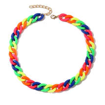 Orange &amp; Yellow Rainbow Cuban Chain Necklace - £9.75 GBP