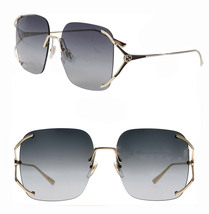 GUCCI 0646 Gold Gray Square Fork Rimless Metal Sunglasses GG0646S Authentic 001 - £233.01 GBP