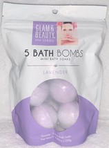 Glam &amp; Beauty Spa Series LAVENDER 5 Bath Bombs Mini Bath Soaks 8.83 oz/250g New - £11.66 GBP