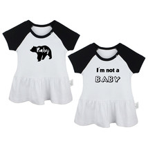 Pack of 2 Baby Bear &amp;I&#39;m Not a Baby Funny Print Infant Baby Girls Princess Dress - £18.30 GBP