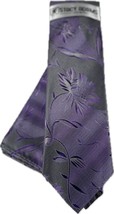 Stacy Adams Men&#39;s Tie Hanky Set Lilac Lavender Charcoal Gray Floral 3.25... - $21.99