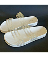 H2K AMANDA White Double Rhinestones Sparkle Slides Flip Flops Sandals Bl... - $34.17 CAD