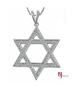 Authenticity Guarantee 
Diamond Jewish Star of David Pendant Rolo Chain ... - £679.78 GBP