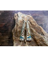 Sterling Silver Long Triangle Drop Earrings 61mm, Women Turquoise Stone ... - £35.97 GBP