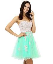 Kivary White Top Beaded Lace Short A Line Prom Homecoming Dresses Plus Size Mint - £93.88 GBP