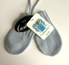 Portolano  100% Cashmere Baby Blue Mittens Attached String Never Lose 6-... - £24.44 GBP