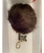 Henri Bendel New York Brown Pom Pom Faux Fur Key Ring w/Strap Pre-Owned DMA - $38.02 CAD