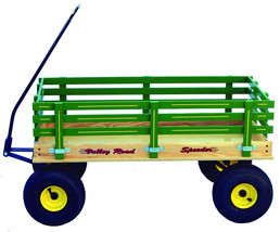 LARGE Amish Handcrafted Valley Road Steel Frame Classic Wood Wagon, GREEN - £253.56 GBP