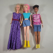 Doll Lot Barbie 1966 Stamped Purple Dress, Roller Skate Doll, Darked Skin Doll - $18.55
