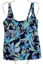Lands End NEW 8 Adjustable Swim Tankini Top Underwire Blue Floral Square... - £19.51 GBP