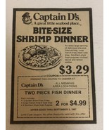 1987 Captain D’s Restaurant Vintage Print Ad Advertisement Memphis PA1 - $7.91