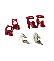 Barbie Red and White High Heel Shoes Reproduction Doll 3 pair - $14.83