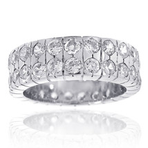 1.50 Carat Look Round Cut Cubic Zirconia Double Row SIlver Eternity Band - £47.95 GBP