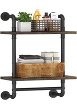 Industrial Pipe Shelving Iron Pipe Shelves Wall Mounted Hanging Floating Rack - £11.86 GBP