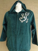  JUST MY SIZE 1X  FANCY VELOUR  HOODED ZIP FRONT JACKET WITH SEQUINS TEAL  - £8.59 GBP