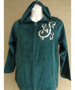  JUST MY SIZE 1X  FANCY VELOUR  HOODED ZIP FRONT JACKET WITH SEQUINS TEAL  - £8.55 GBP