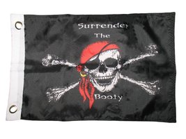 12x18 12&quot;x18&quot; Jolly Roger Pirate Surrender The Booty Boat Boating Flag Grommets - £7.98 GBP