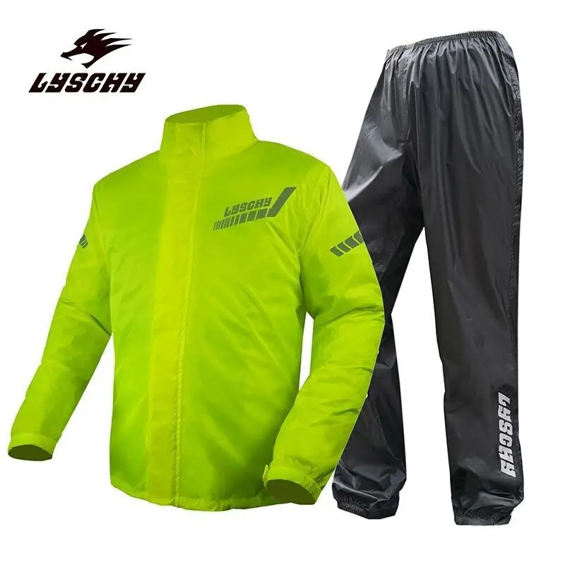 S fluorescent motorcycle rain coat men rainproof biker jacket pants reflective clothing thumb200