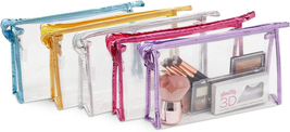 10 Pack Clear Cosmetic Bags with Zipper for Makeup, Travel Size Toiletries (5 Co - $24.00