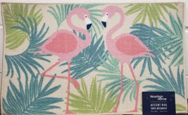Printed Kitchen Accent Rug (17&quot;x28&quot;) Pink Flamingos &amp; Tropical Leaves, Nr - £14.76 GBP