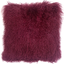 Mongolian Sheepskin Wine Throw Pillow, Complete with Pillow Insert - £61.82 GBP