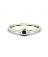 Blue Sapphire Round Gemstone 925 Sterling Silver Handmade Solitaire Wome... - $70.32 CAD