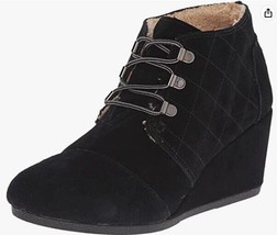 TOMS Desert Wedge Black Suede w/shearling - £39.65 GBP