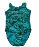 Green Sparkle Destira Gymnastics Leotard Girls XL with Scrunchie - $74.15 CAD