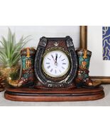 Ebros Country Western Star Lucky Horseshoe And Cowboy Boots Analog Deskt... - €23,15 EUR
