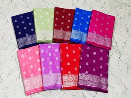 Banarasi Semi Katan Khaddi Georgette Soft Silk Saree, A Perfect Gift for Mum, We - £74.73 GBP