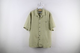 Royal Robbins Mens Large Distressed Geometric Rayon Camp Button Shirt Green - $22.23