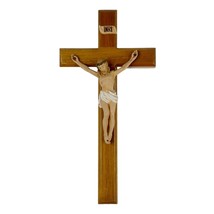 Vintage Wall Hanging Walnut / Oak Wooden Crucifix With INRI 12&quot; x 6&quot; - Catholic - £11.55 GBP