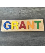 Grant Wooden Name Sign Plaque Personalized Custom Wood Room Decor Colorful - $13.84